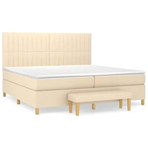 Box spring postel s matrací krémová 200x200 cm textil - obrázek 2