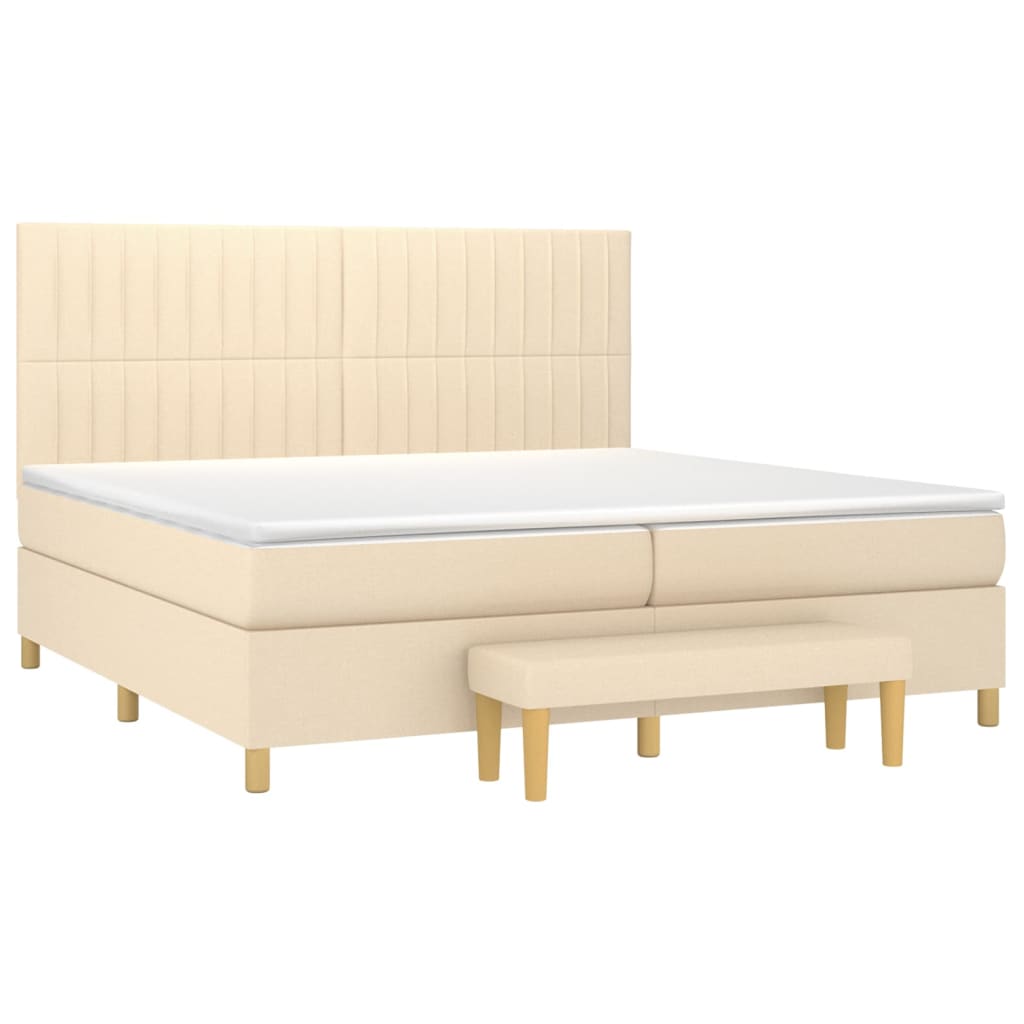 vidaXL Boxspring met matras stof crèmekleurig 200x200 cm afbeelding