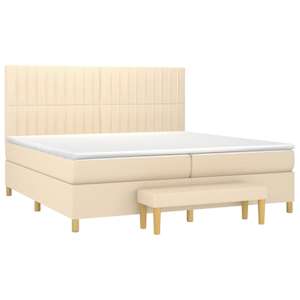 Box spring postel s matrací krémová 200x200 cm textil - obrázek 3