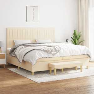 Box spring postel s matrací krémová 200x200 cm textil - obrázek 1