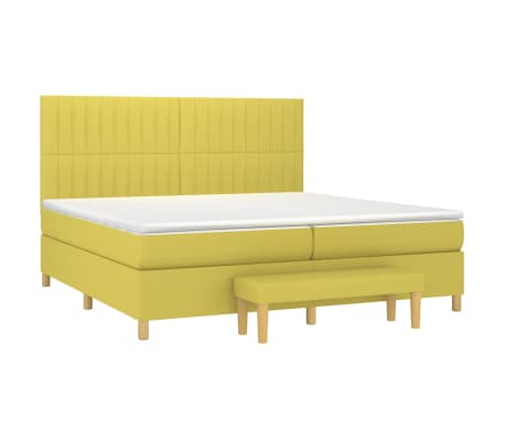 vidaXL Lova su spyruoklėmis ir čiužiniu, žalia, 200x200 cm, audinys