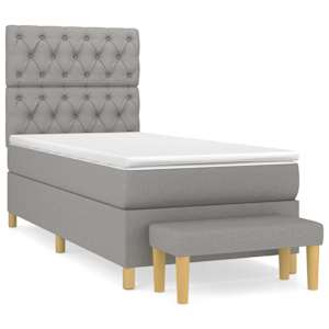 Box spring postel s matrací světle šedá 80 x 200 cm textil - obrázek 2