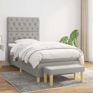 Box spring postelja z vzmetnico svetlo siva 80x200 cm blago