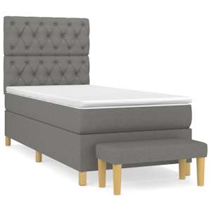 Box spring postel s matrací tmavě šedá 80 x 200 cm textil - obrázek 2