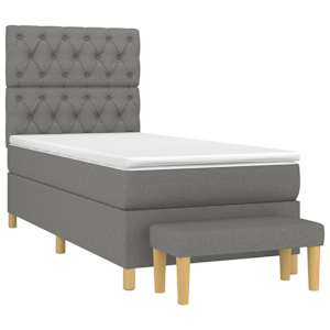 Box spring postel s matrací tmavě šedá 80 x 200 cm textil - obrázek 3