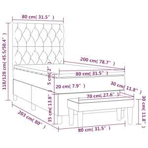 Box spring postel s matrací černá 80 x 200 cm textil - obrázek 8