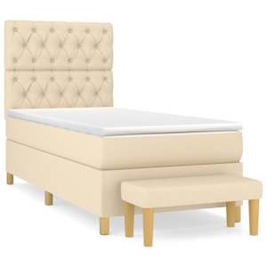 Box spring postel s matrací krémová 80 x 200 cm textil - obrázek 2