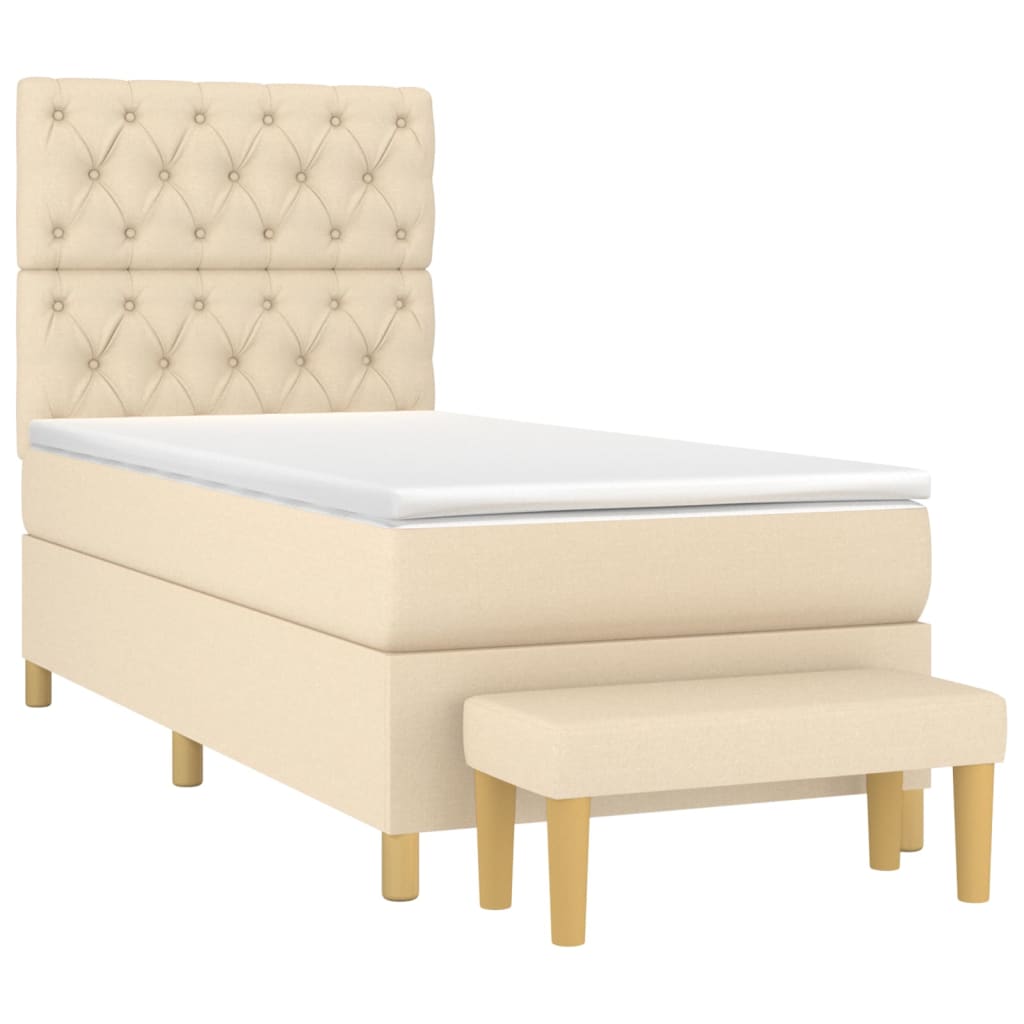 vidaXL Sommier à lattes de lit avec matelas Crème 80x200 cm Tissu