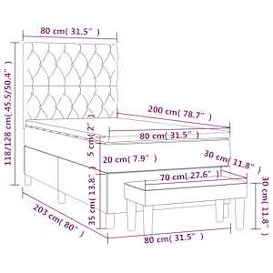 Box spring postel s matrací krémová 80 x 200 cm textil - obrázek 8