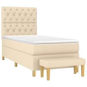 vidaXL Κρεβάτι Boxspring με Στρώμα Κρεμ 80 x 200 εκ. Υφασμάτινο