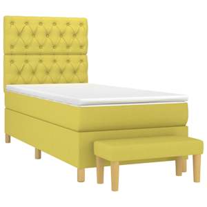 vidaXL Lova su spyruoklėmis ir čiužiniu, žalia, 80x200 cm, audinys