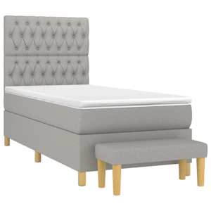 Box spring postel s matrací světle šedá 90x190 cm textil - obrázek 3