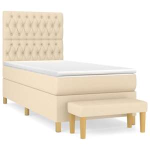 Box spring postel s matrací krémová 90x190 cm textil - obrázek 2