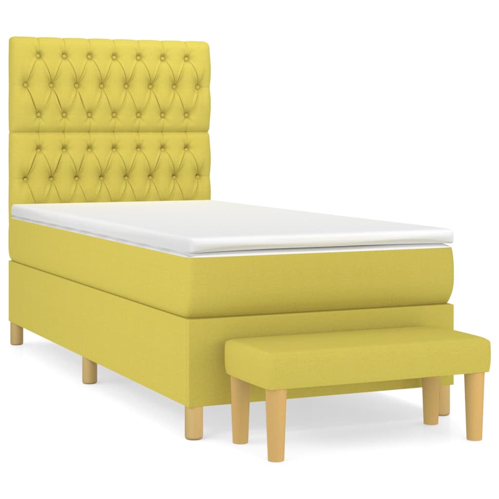 Box spring postel s matrací světle zelená 90x190 cm textil - obrázek 2