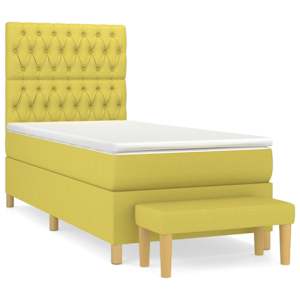 Box spring postel s matrací světle zelená 90x190 cm textil - obrázek 2