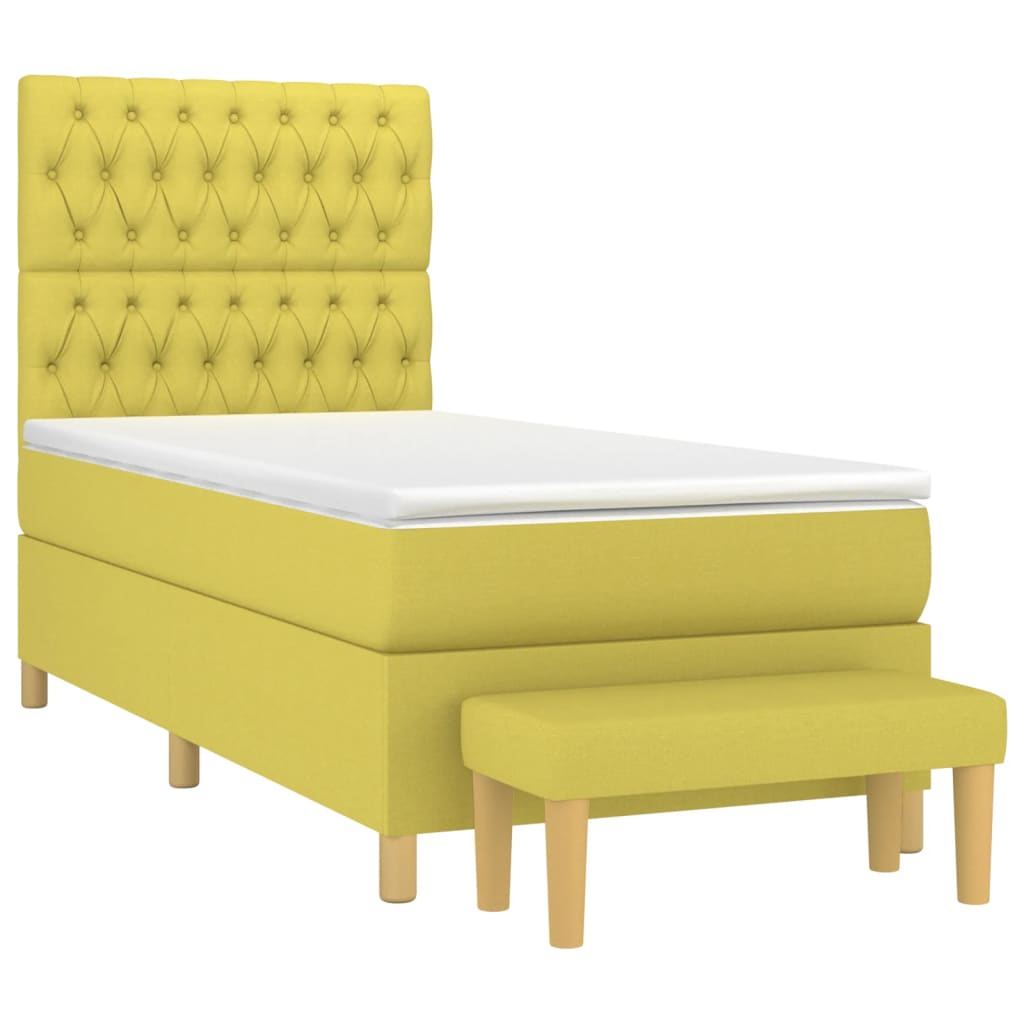 Box spring postel s matrací světle zelená 90x190 cm textil - obrázek 4