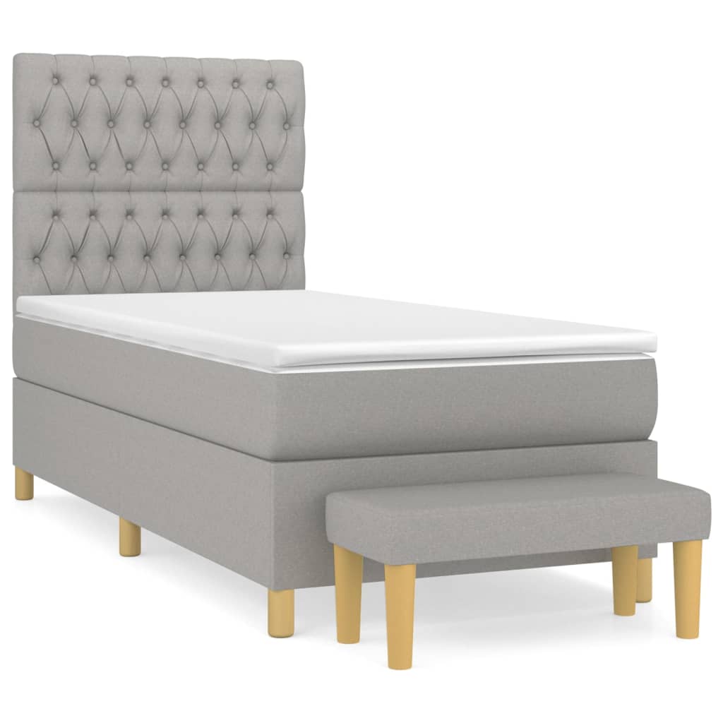 vidaXL Box spring postel s matrací světle šedý 100 x 200 cm textil