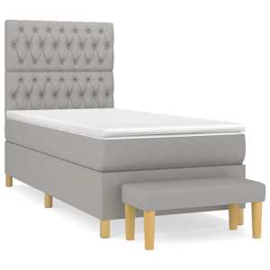 Box spring postel s matrací světle šedý 100 x 200 cm textil - obrázek 2