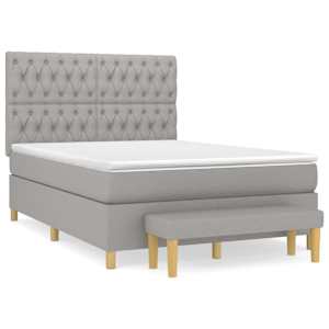 Box spring postel s matrací světle šedá 140 x 190 cm textil - obrázek 2