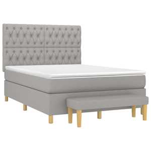Box spring postel s matrací světle šedá 140 x 190 cm textil - obrázek 3