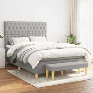 Box spring postel s matrací světle šedá 140 x 190 cm textil - obrázek 1