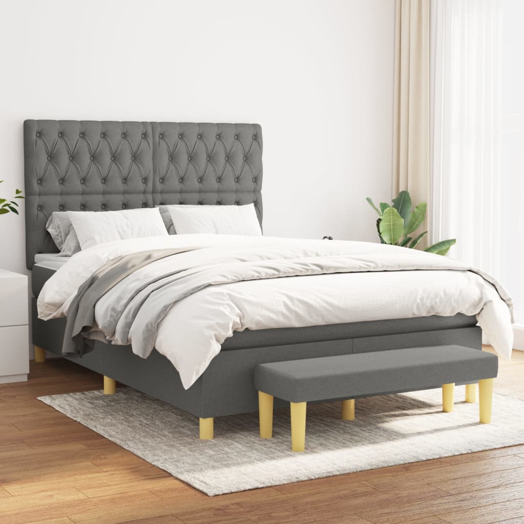  ΚΡΕΒΑΤΙ BOXSPRING ΜΕ ΣΤΡΩΜΑ ΣΚΟΥΡΟ ΓΚΡΙ 140X190 ΕΚ. ΥΦΑΣΜΑΤΙΝΟ V-3137390