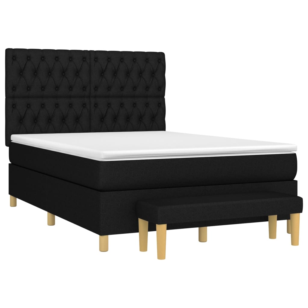 Thumbnail - vidaXL Boxspringbett mit Matratze Schwarz 140x190 cm Stoff