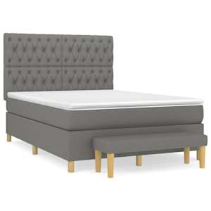 Box spring postel s matrací tmavě šedá 140x200 cm textil - obrázek 2