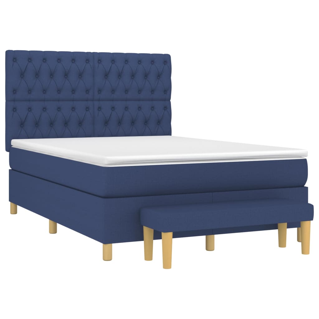 Thumbnail - vidaXL Boxspringbett mit Matratze Blau 140x200 cm Stoff