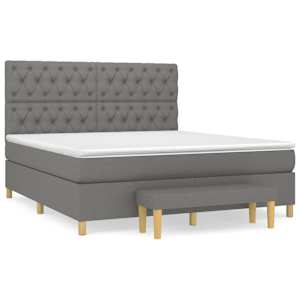 Box spring postel s matrací tmavě šedá 160x200 cm textil - obrázek 2