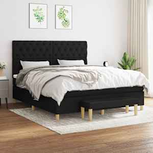 Box spring postel s matrací černá 160x200 cm textil - obrázek 1