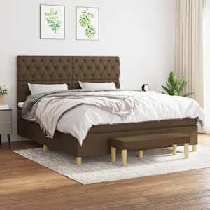 Box spring postelja z vzmetnico temno rjava 160x200 cm blago