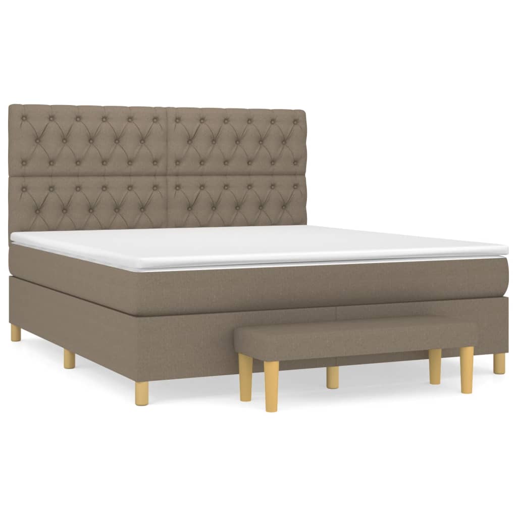 vidaXL Box spring postelja z vzmetnico taupe 160x200 cm blago