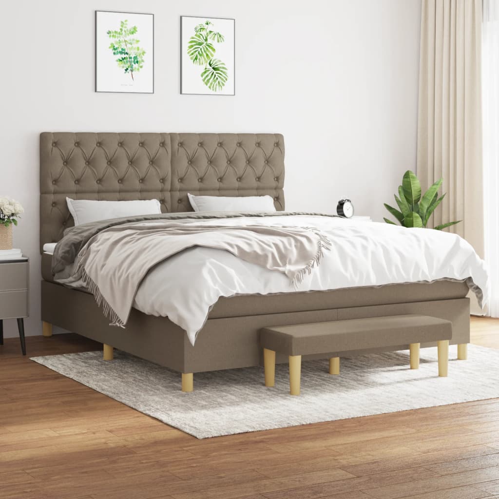 Boxspringbett mit Matratze Taupe 160×200 cm Stoff