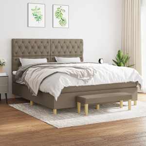 Box spring postel s matrací taupe 160x200 cm textil - obrázek 1