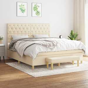 Box spring postel s matrací krémová 160x200 cm textil - obrázek 1