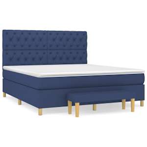 Box spring postel s matrací modrá 160x200 cm textil - obrázek 2