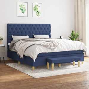 Box spring postelja z vzmetnico modra 160x200 cm blago