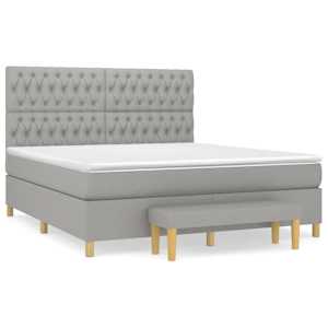 Box spring postel s matrací světle šedá 180 x 200 cm textil - obrázek 2