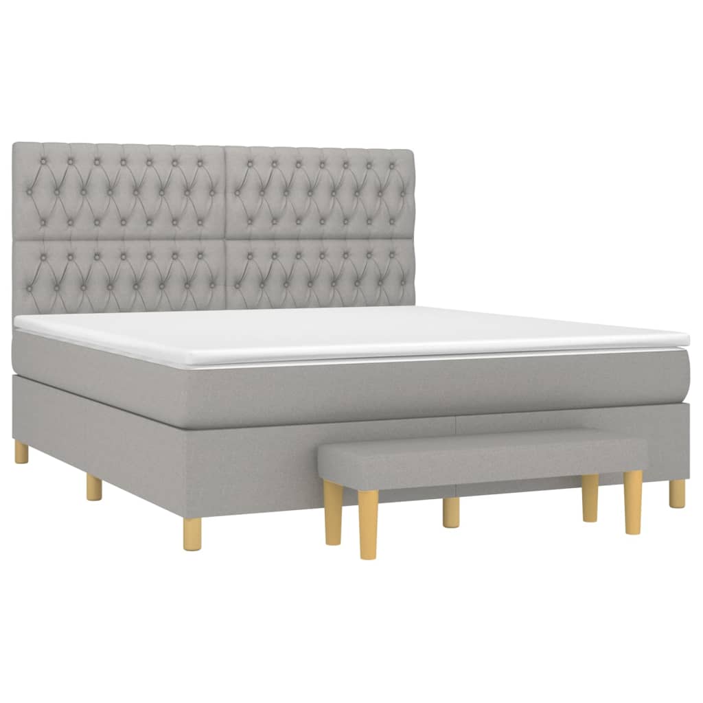 vidaXL Boxspring met matras stof lichtgrijs 180x200 cm afbeelding