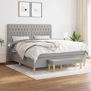 Box spring postelja z vzmetnico svetlo siva 180x200 cm blago