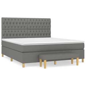 Box spring postel s matrací tmavě šedá 180x200 cm textil - obrázek 2