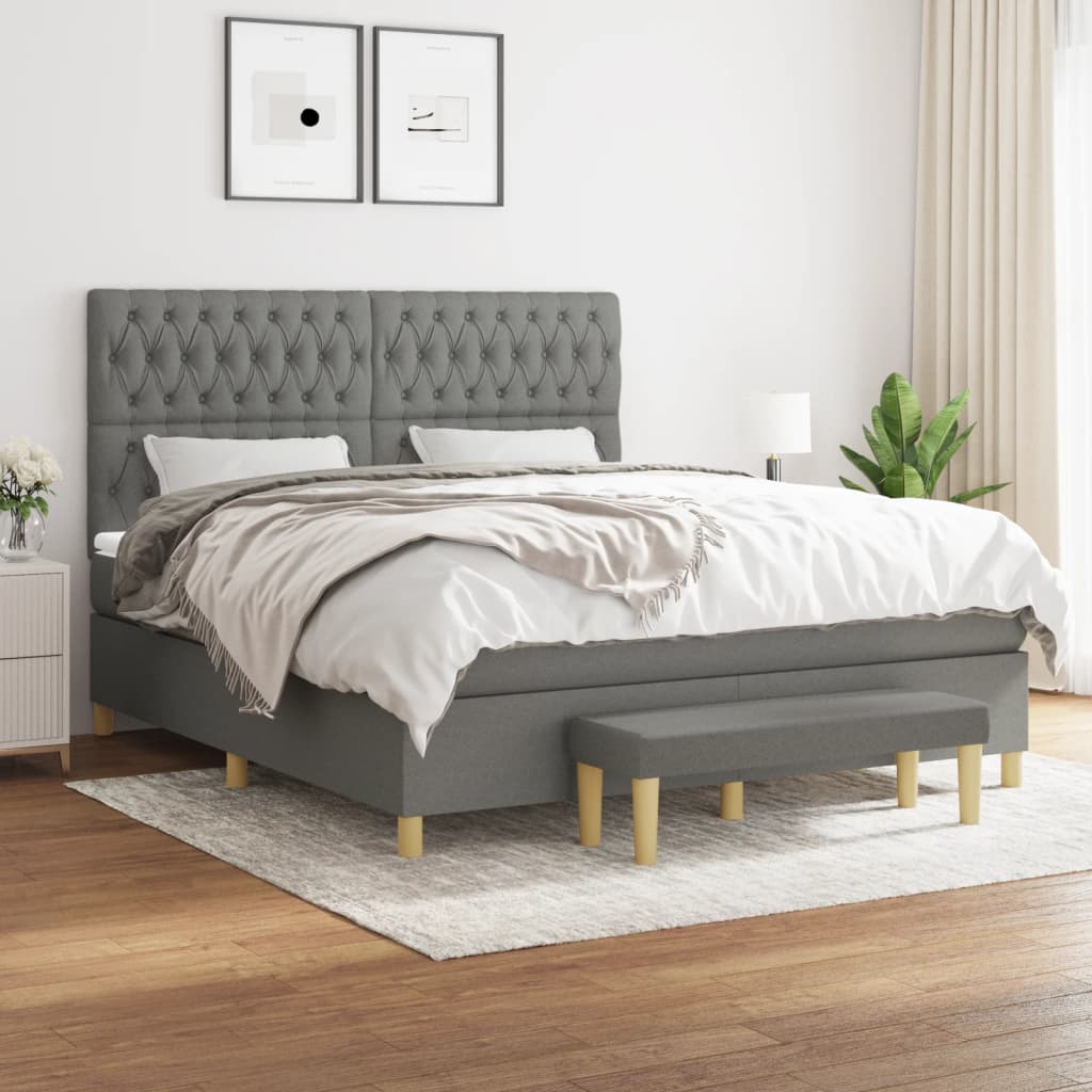 Box spring postel s matrací tmavě šedá 180x200 cm textil