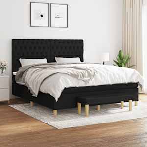 Box spring postel s matrací černá 180x200 cm textil - obrázek 1