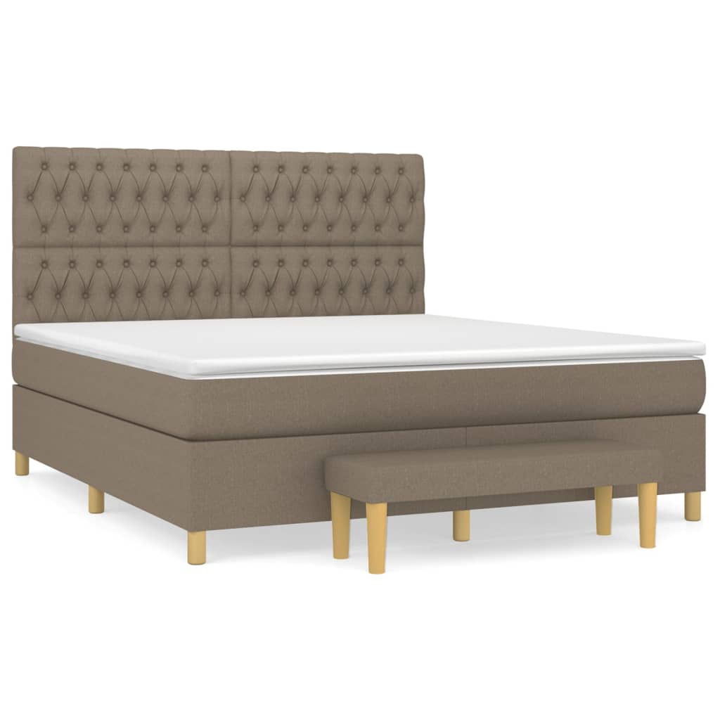 vidaXL Box spring postelja z vzmetnico taupe 180x200 cm blago