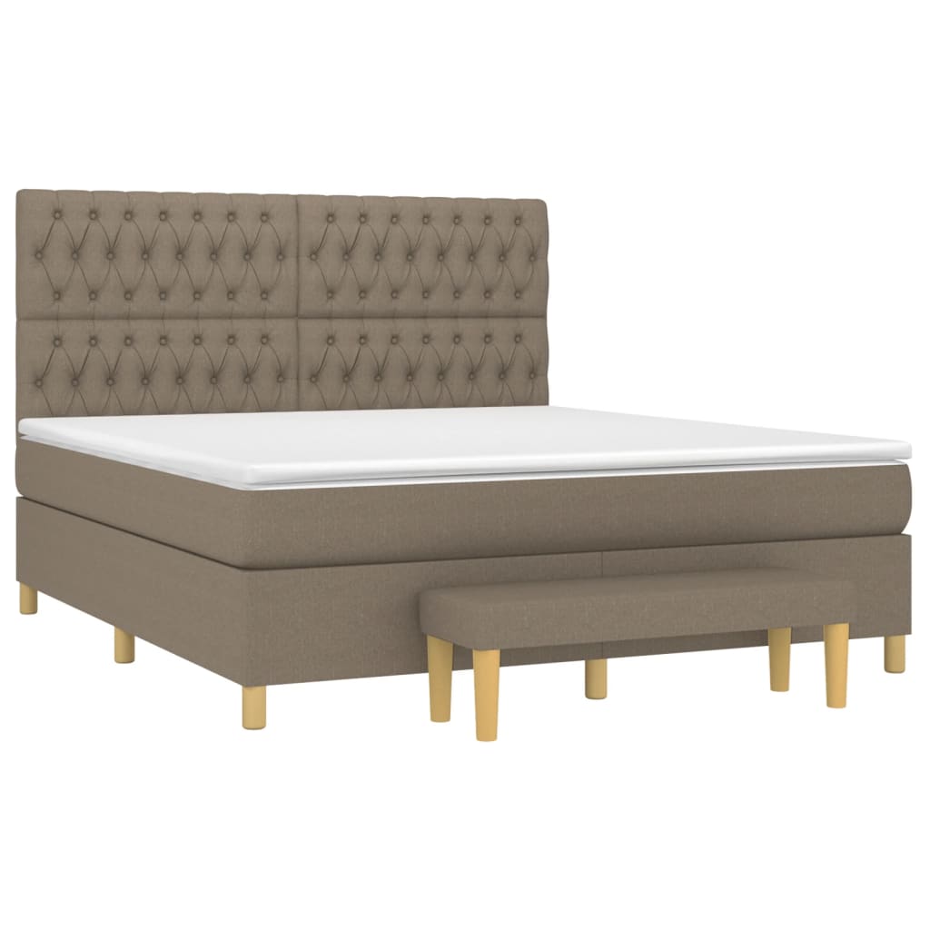 vidaXL Boxspring met matras stof taupe 180x200 cm afbeelding
