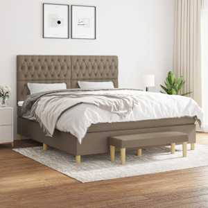 Box spring postel s matrací taupe 180x200 cm textil - obrázek 1