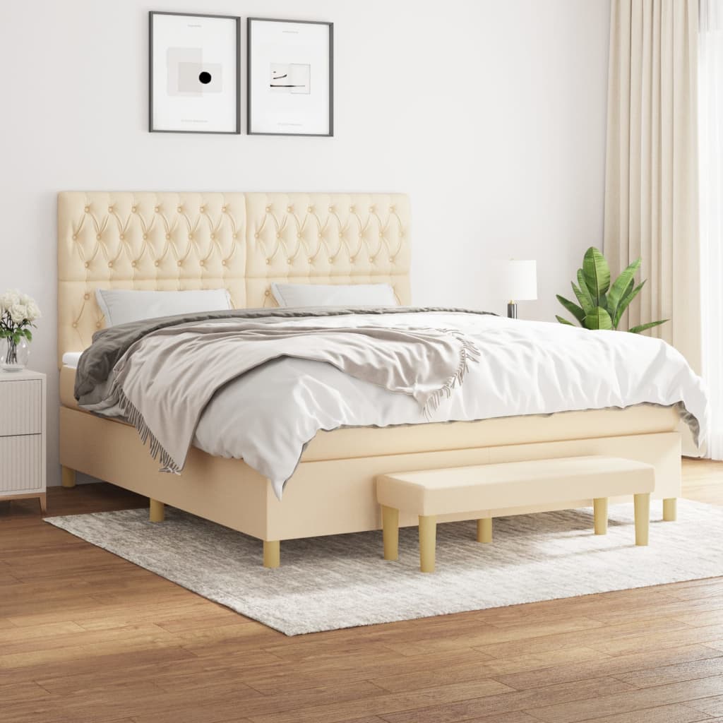 Boxspringbett mit Matratze Creme 180×200 cm Stoff