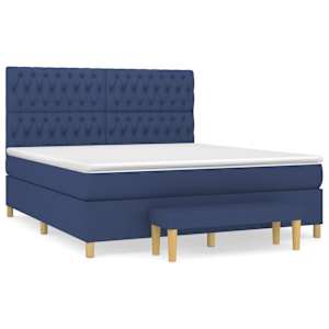 Box spring postel s matrací modrá 180x200 cm textil - obrázek 2