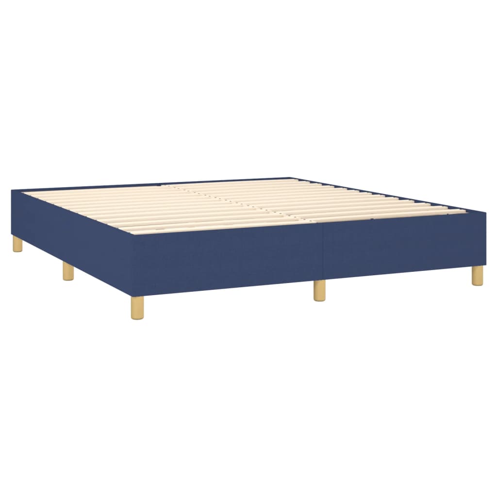 Kék szövet rugós ágy matraccal 180 x 200 cm 